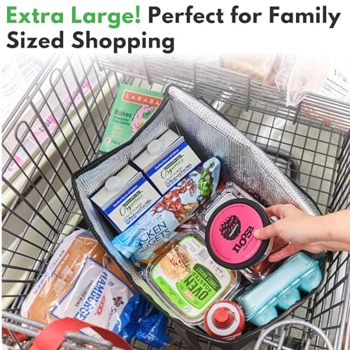 XL Insulated Grocery Bags (2-Pack) - Heavy Duty Reusable Cooler Bags (Blue) - Thumbnail 4