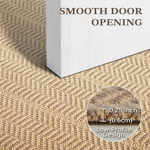 MatEssenz Kitchen Rugs Set of 2, 20" x 30" + 20" x 48" Non Slip Washable Kitchen Mats for Floor, Absorbent Low Profile Sink Runner, Durable Herringbone Woven Farmhouse Rug, Khaki - Thumbnail 4