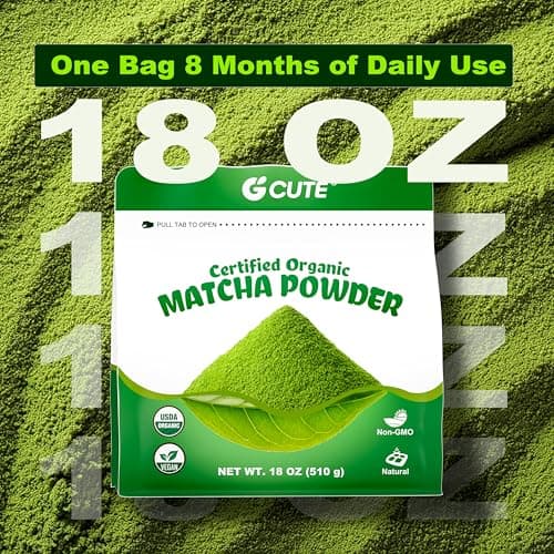 Organic Matcha Powder, 18 oz | Natural Drinks Pure Tea Powder | Organic Certification & Non-GMO | for Matcha Latte, Smoothies, Baking, and Beverage Preparation | Gluten-Free & Vegan - Thumbnail 4