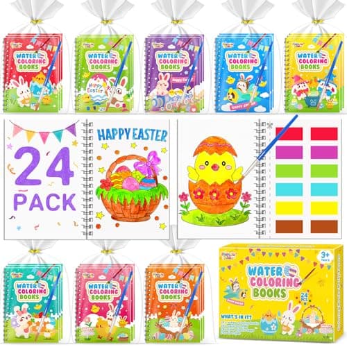 FEREDO KIDS Easter Coloring Books Party Favors for Kids - 24 Pack Mini Water Coloring Books for Kids, Easter Basket Stuffers Students Classroom Gifts Bulk, Birthday Return Gifts Party Favors Bulk - Image 1