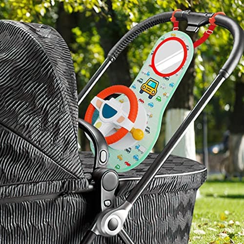 COVTOY Carseat Toy for Infants, Baby Steering Wheel Toys with Mirror, Music Lights 6-12 Months Baby Toys for Car Seat - Thumbnail 6