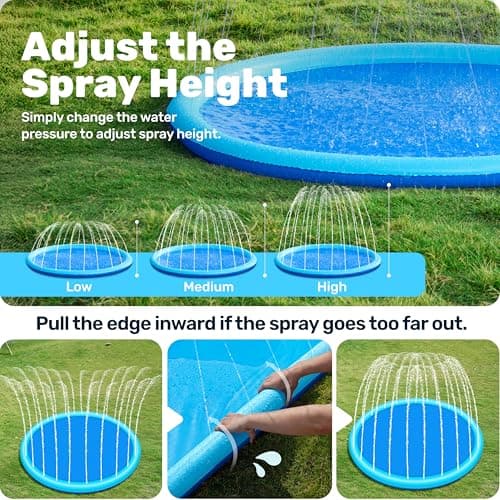 SLOOSH 72" Non-Slip Splash Pad Sprinkler - Outdoor Water Toys Play Mat for Toddlers Kids Dogs, Outside Thickened Sprinkler Pool Party Durable Backyard Fountain for Girls Boys Pets (72in, Blue) - Thumbnail 3