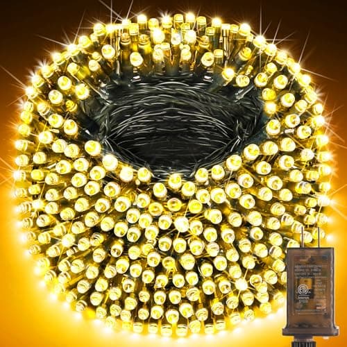 KNONEW 403FT 1000 LED Christmas Lights Outdoor String Lights 8 Modes & Timer Fairy Light Plug in Waterproof LED String Lights for Xmas Yard Tree Wedding Party Holiday Decorations (Warm White) - Image 1