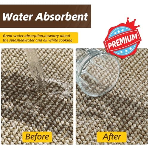 JSEI Kitchen Rugs and Mats, 2PCS Non-Slip Kitchen Mats for Floor, Machine Washable Absorbent and Stain Resistant Kitchen Runner, Carpet Mats with TPR Backing, 17''x30''+17''x48'', Beige - Thumbnail 4