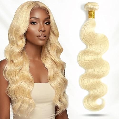 HC 613 Blonde Body Wave Bundles Human Hair Bundles Brazilian 100% Human Hair Bundles Blonde Body Weave Hair Extensions for Women (18inch, Single Bundles) - Image 1