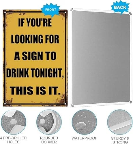 Carastora Funny Metal Bar Sign – Humorous Wall Decor for Home Bar, Man Cave, Garage or Patio – Vintage-Style Tin Sign for Drink Lovers – 8x12 Inch - Thumbnail 5