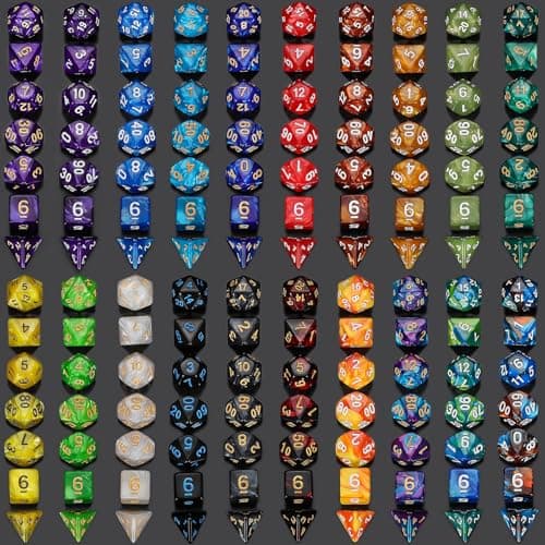 QMay DND Dice Set - 20x7 (140 Pieces) Polyhedral Dice, 20 Colors D&D Dice for Dungeons and Dragons Tabletop Role-Playing Games with 1 Drawstring Bag - Thumbnail 5
