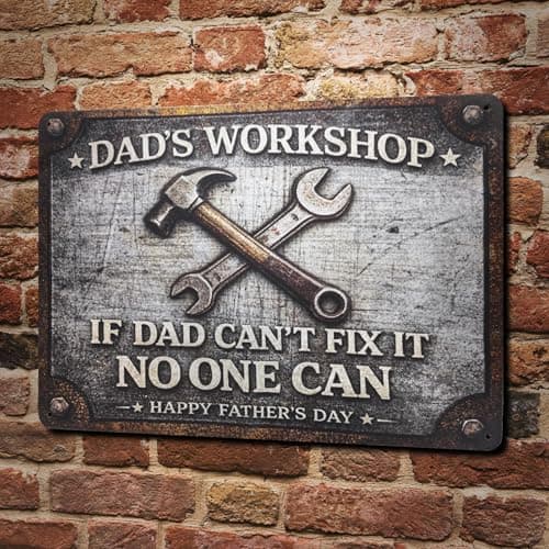 Funny Father‘s Day Gifts – 8x12'' Personalized Vintage Metal Sign, Best Gift Ideas for Dad, Husband, Grandpa, Stepdad – Retro Wall Decor for Man Cave, Garage, Workshop – Unique Gift from Daughter, Son, Wife - Image 1