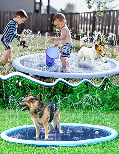 Kids Dog Splash Pad Sprinkler - Jasonwell Non Slip Dog Sprinkler Pad Splash Pool Puppy Dogs Pool Summer Outdoor Water Toys Backyard Durable Splash Pad for Toddlers Kids Small Medium Large Dogs Pet - Thumbnail 2