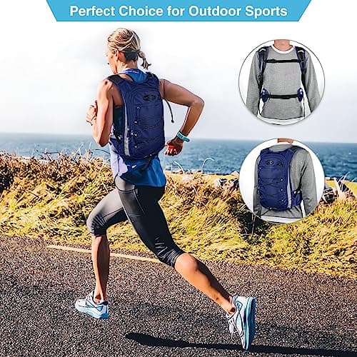 NOOLA Hydration Backpack, Insulated Hiking Water Backpack with 3L TPU Water Bladder for Men Women, Running Hydration Pack Hydro Daypack for Hiking, Trail, Running, Marathons Race, Cycling, Navy Blue - Thumbnail 3