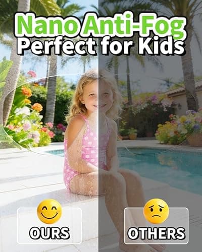 HJZSFVK Swim Goggles 2 Pack Anti-Fog Anti-UV Wide View No Leakage Swimming Goggles for Kids 3-14 with Earplugs - Thumbnail 4