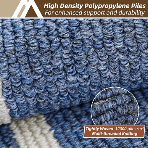COSY HOMEER Kitchen Rugs Non-Slip 20x30/20x48 Inch Thick Polypropylene Standing Mat for Home Machine Washable, Bule Frame - Thumbnail 2