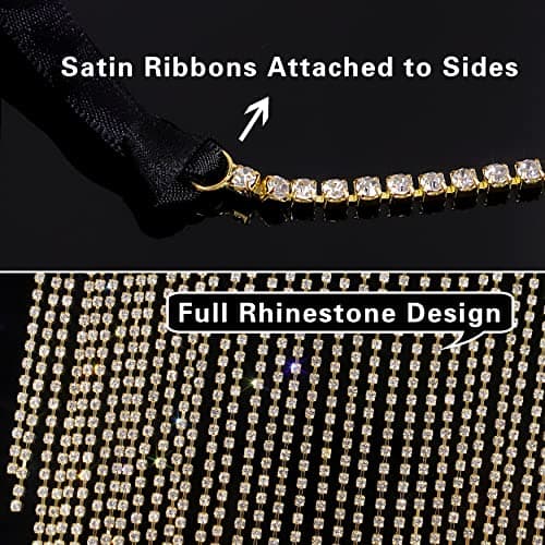 Bellady Masquerade Mask for Women Rhinestone Fringe Mardi Gras Mask Party Prom Ball Bar Costumes Accessory Face Mask Gold - Thumbnail 5