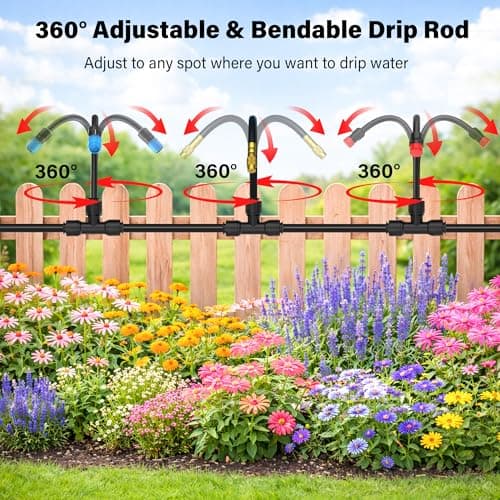 MIXC 2026-Upgrade 360° Adjustable Drip Irrigation System Kit, 133FT Bendable Watering Misting System with 3 Spray Nozzle Types, 1/2" (33FT) & 1/4" (100FT) Tubing for Garden Raised Bed Lawn Greenhouse - Thumbnail 2