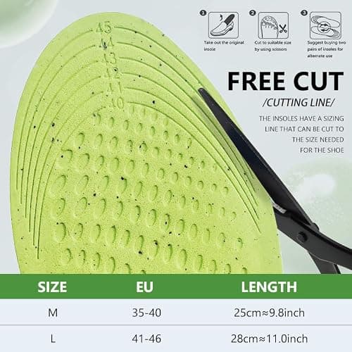 XINIFOOT 6 Pairs Anti Odour Shoe Insoles, Comfortable Replacement Shoe Insole Inserts, Foot Massage Breathable Shoe Soles Relief Insoles for Working Daily Use(Grey Men US 8-11) - Thumbnail 6