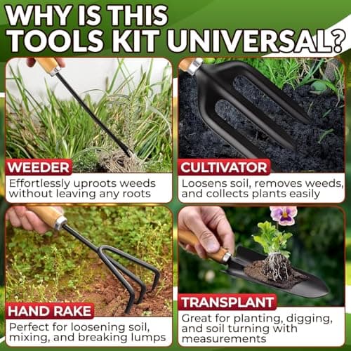 10 Pcs Gardening Tool Set for Women – All-in-One Garden Tools Set with Handy Tote Bag, Ergonomic Design & Rust-Resistant Steel – Gardening Tools for Women for Easy Garden Care & Gifts for Plant Lovers - Thumbnail 6