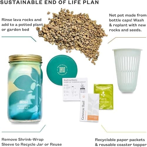 Modern Sprout Garden Jar Gift Pack - Self-Watering Hydroponics Growing System Kit with Organic Herb Seeds - Seed Starter Kit for Indoor Herb Garden - Home Decor & Gifting - Basil, Parsley & Mint - Thumbnail 4