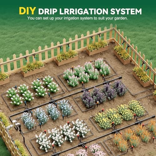 Drip Irrigation System for Garden, 2026-Upgraded Quick Connect Garden Watering Kit All-in-One with 1/2 inch 1/4 inch Irrigation Tubing for Garden, Lawn, Greenhouse, Raised Beds (91FT) - Thumbnail 4