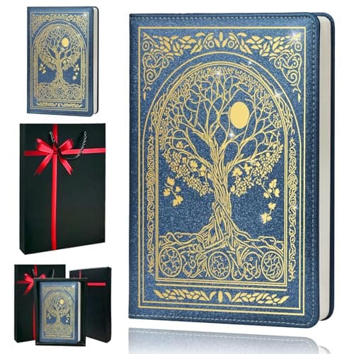 QDWXDEL Journal for Women,A5 Hardcover Leather Journal - 200 Pages Premium Paper Notebook, Tree Journal Notebook for School, Work (Tree Blue)