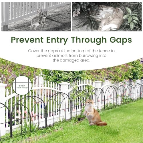 Youpehom Small 12.55"*16.53" Decorative Garden Fencing Border, No Dig Fences Barrier, Black Metal Fence, Garden Edging Fence Panel, Dog Fence Outdoor for Yard, Flower Bed (6 pcs) - Thumbnail 4