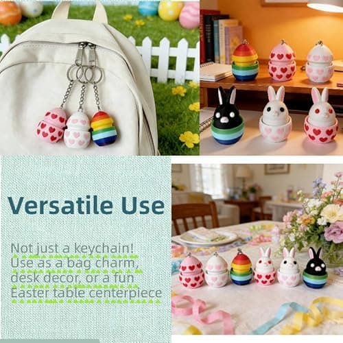 JimSeiSei 6PCS 3D Printed Easter Eggs Set Fidget Clicker, Prefilled Surprise Eggs for Easter Basket Stuffers, Reusable Collectible Toys for Easter Egg Hunt & Party Favors (Pressable) - Thumbnail 4