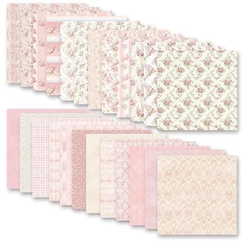 Floral Pink Scrapbook Paper Pad, 6x6 Aesthetic Craft Paper, 24 Sheets Double-Sided Decorative Patterned Decorative Junk Journal Supplies for Mixed Media, Card Making, Decoupage & DIY Art - Thumbnail 6