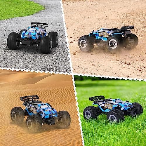 HENEROAR Remote Control Car, Remote Control Truck, 2.4Ghz All Terrain Off-Road Monster Truck, 20 KM/H Rc Cars with LED Bodylight and 2 Rechargeable Batteries Toys for Boys - Thumbnail 4