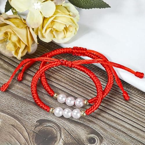 Red Bracelet for Women, Red String Bracelet for Protection as Mother Gifts, Handmade Couples Bracelets Red Ankle Bracelets, Matching Jewelry for Couple, Christian Good Luck Teen Friendship Bracelets - Thumbnail 4