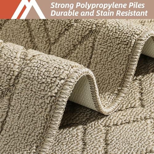 COSY HOMEER 48x20 Inch/30X20 Inch Kitchen Rug Mats Made of 100% Polypropylene 2 Pieces Soft Kitchen Mat Specialized in Anti Slippery and Machine Washable for Home Kitchen,Beige - Thumbnail 3