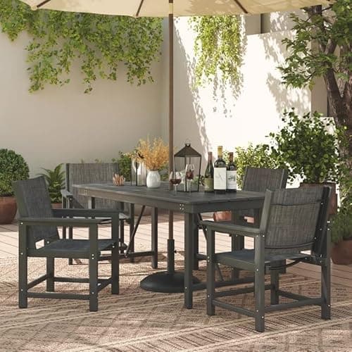 UDPATIO HDPE Outdoor Dining Table Heavy Duty All-Weather Resistant with Umbrella Hole Furniture for Patio, Poolside, Deck, Garden, Porce, Kitchen, Room,Light-Black,1Table - Thumbnail 2