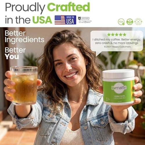 Liv Matte Yerba Mate Instant Tea Powder Sugar Free Natural Caffeine, Peach Mango, 30 Servings - Thumbnail 3