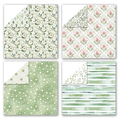 12x12 Scrapbook Paper & Scrapbooking Supplies, Bloom Double-Sided Patterned Cardstock Pad, Decorative Craft Sheets for Junk Journal & Photo Album, 24 Sheets - Thumbnail 6