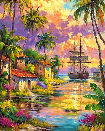 igoodom Paint by Numbers Kit for Adults – Landscape Adult Paint-by-Number on Canvas, DIY Acrylic Painting Set for Home Decor, 16x20in - Image 1