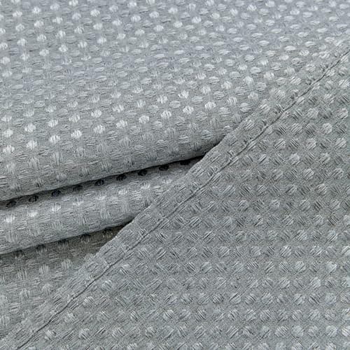 Home Queen Water Resistant Bathroom Window Curtains, Waffle Textured Half Tier Curtains for Kitchen, 28 W X 24 L Inches, Charcoal - Thumbnail 4