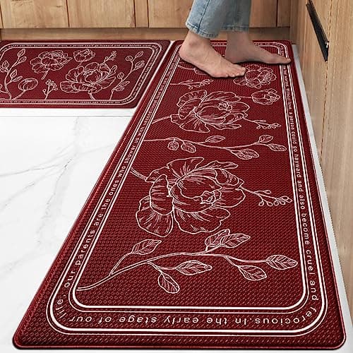 ROTTOGOON Kitchen Floor Mat Set of 2, Cushioned Anti Fatigue Kitchen Mat 20"x32"+20"x47", Non-Slip Waterproof Kitchen Rug, Premium PVC Comfort Kitchen Mats and Rugs for Kitchen, Office, Home, Laundry - Image 1