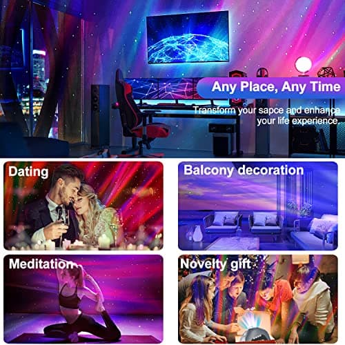 CIMELR Star Projector, Northern Galaxy Aurora Lights Projector with 33 Light Effects Bluetooth Speaker & White Noise, Remote Control Night Light for Bedroom, Room Decor, Gift for Kids Adults (Grey) - Thumbnail 6