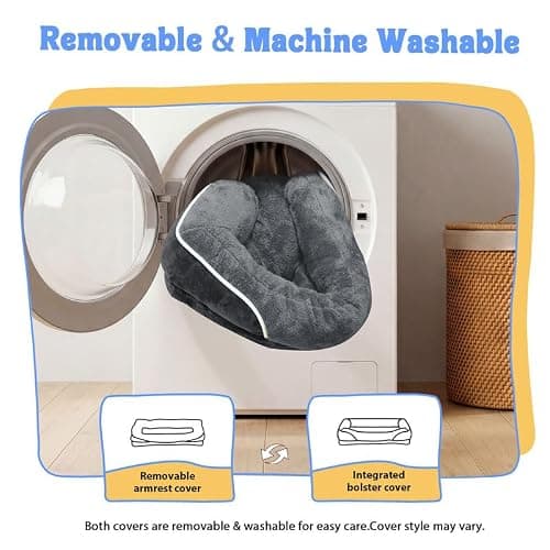 Washable Orthopedic Large Dog Bed - Removable Orthopedic Foam Dogs Beds with Bolsters Waterproof Large Dog Bed and Non-Slip Bottom Extra Large Dogs Beds Sofa - Thumbnail 6