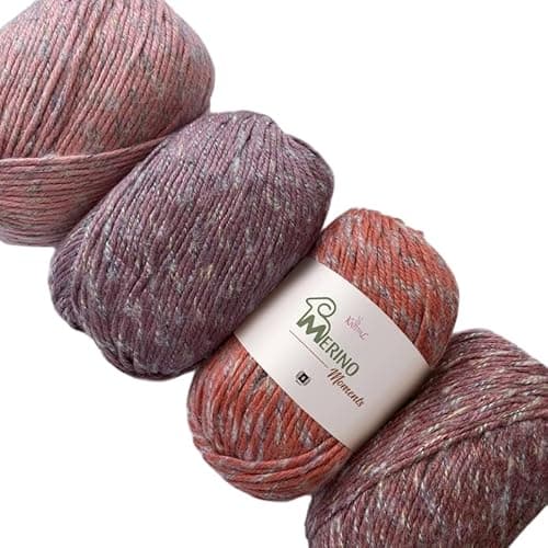Merino Moments Chunky Merino Wool Yarn for Crocheting, 4 Skeins, 456Yds/400G, Free Patterns - Variegated Yarn for Knitting - #5 Bulky Weight - Pink Pack