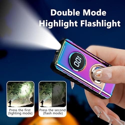 BABOBIU USB C Rechargeable Electric Lighter with Built-in LED Flashlight Windproof Arc Plasma Lighter for Candles Camping Fire BBQ Outdoor Indoor Use Men Fathers Husband (Multi) - Thumbnail 3