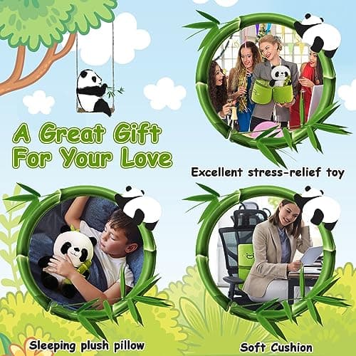 Emoin Soft Reversible Panda Stuffed Animals with Bamboo Storage Bag, 11-Inch Interactive Baby Toy, Cute Cuddly Panda Plush Toy for Kids & Adults – Perfect for Birthday & Sweet Valentine’s Day Gifts - Thumbnail 6