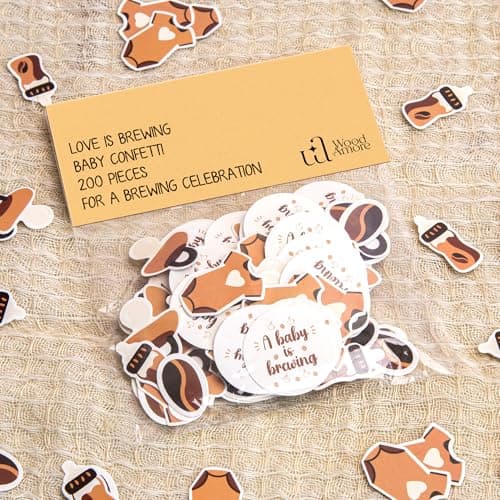 Woodamore A Baby Is Brewing Coffee Baby Shower Decorations - 200 Pcs Baby Shower Confetti For Tables Gender Reveal Decor Ideas, Coffee Theme Party Decorations - Image 1