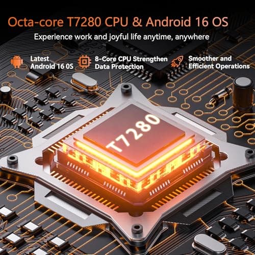 Tablet 10 Inch Android 16 Tablet, 32GB RAM 128GB ROM, 1TB Expansion, T7280 Octa-Core, Large Capacity Battery, Dual Camera, 5G/2.4G WiFi, Bluetooth 5.0, GPS, Gemini AI, Drop-Proof Case (Black) - Thumbnail 4