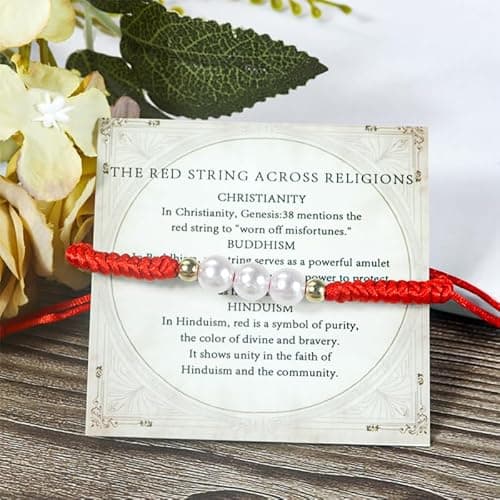 Red Bracelet for Women, Red String Bracelet for Protection as Mother Gifts, Handmade Couples Bracelets Red Ankle Bracelets, Matching Jewelry for Couple, Christian Good Luck Teen Friendship Bracelets - Thumbnail 6
