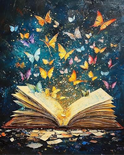 Zythron Paint by Numbers for Adults, Butterfly On Book Page Paint by Number Kits on Canvas, DIY Acrylic Oil Easy Books Painting by Numbers for Beginner Home Wall Decor 16X20 inch (Without Frame)