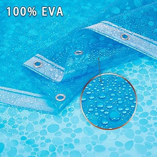 Bostofy Waterproof Shower Curtain Liner 8G EVA Thick Shower Curtain with Heavy Duty 3 Bottom Magnets, Shower Liner for Shower Stall, Bathtubs, 3D Pebble Pattern, 72 x 72,12 Hooks - Thumbnail 2