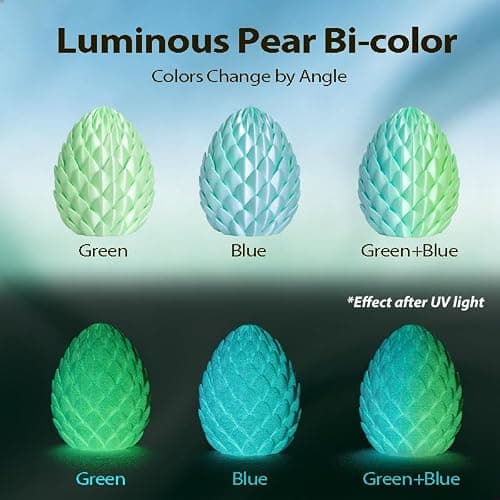 Bi-Color Glow in The Dark 1.75mm Blue Green PLA Filament with Smooth Surface, Bright Luminous Dual Color 3D Printer Filament, 1kg (2.2lbs) Plastic Spool 3D Printing PLA Filament Rod - Thumbnail 2