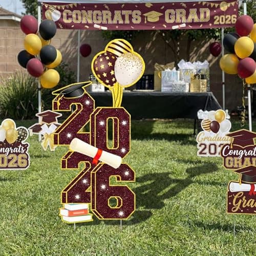 2026 Graduation Decorations - 3.5FT Large Class 2026 Graduation Yard Sign Yard Decorations Congrats Graduation Lawn Signs 2026 Grad Yard Signs with Stakes for Outdoor Indoor Congrats Graduation Party Decoration Supplies - Thumbnail 3