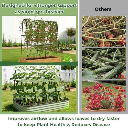 Cucumber Trellis for Raised Bed, 62"x62"U-Shape Garden Trellis for Climbing Plants Outdoor, Metal Arch Plant Support with Netting for Cucumbers, Beans, Tomatoes & Climbing Vegetables - Thumbnail 2