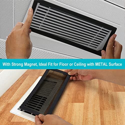 Magnetic Floor Register Vent Covers, 6 x 12 Inch Air Vent Filter Mesh, Sticky Magnet PVC Vent Screen Net for Wall Ceiling Floor Catches Toys Snacks Pet Hair and Pet Food 4 Pack - Thumbnail 4
