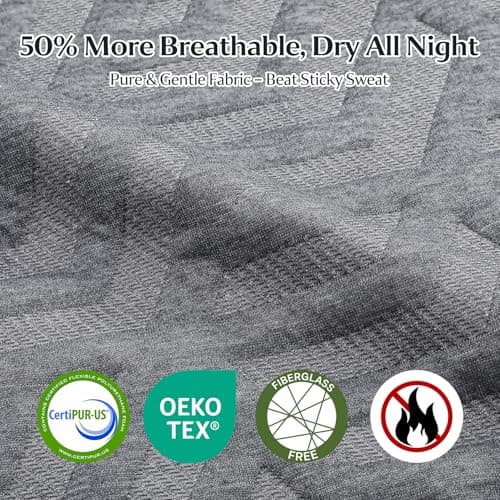 Yaak 14 Inch Queen Size Mattress, Queen Memory Foam Mattress in a Box, Graphene Cooling Cover for Hot Sleepers, Pressure Relief with Comfort Foam, Certipur-US Certified, USA-Made Foam, Medium Firm - Thumbnail 5